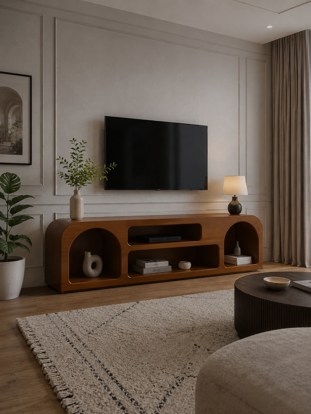 میز تلویزیون مدرن چوبی مدل آرک | میز TV مینیمال جدید