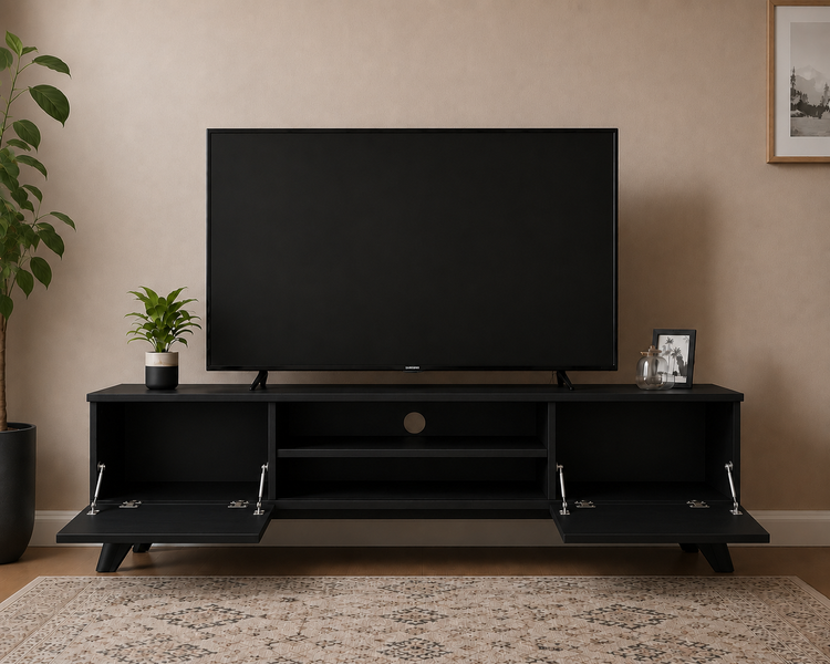 میز تلویزیون مینیمال با طراحی خاص MDF مشکی