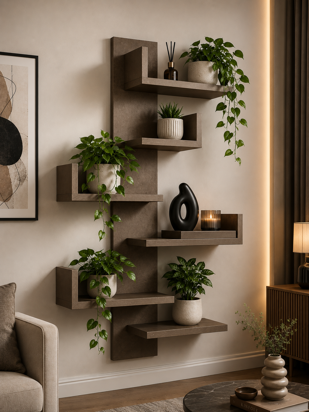 شلف دیواری چوبی چندطبقه