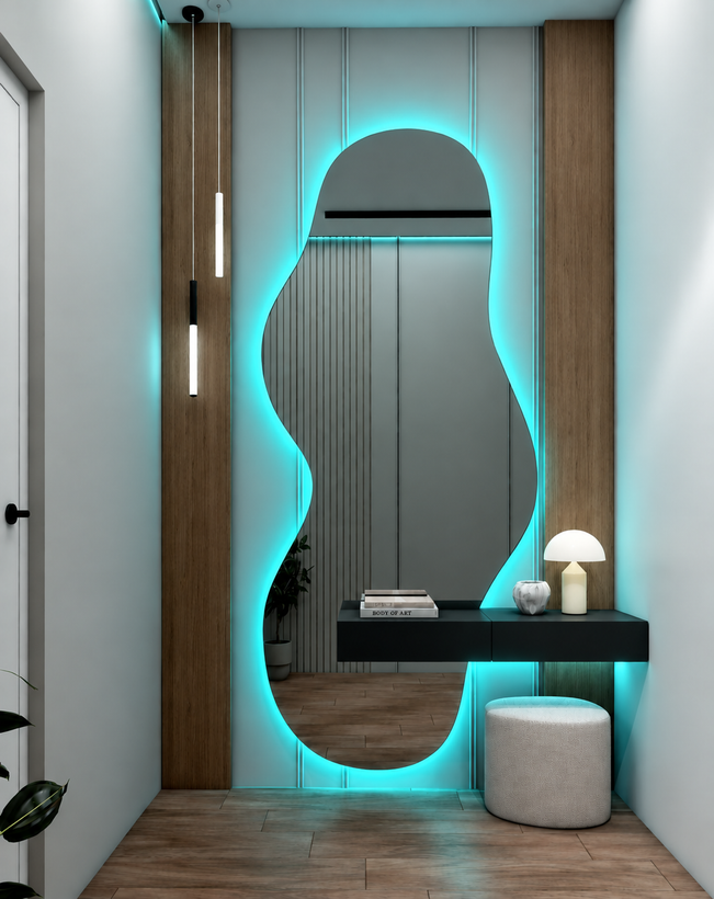 آینه دکوراتیو مدل رویال با نور مخفی و باکس